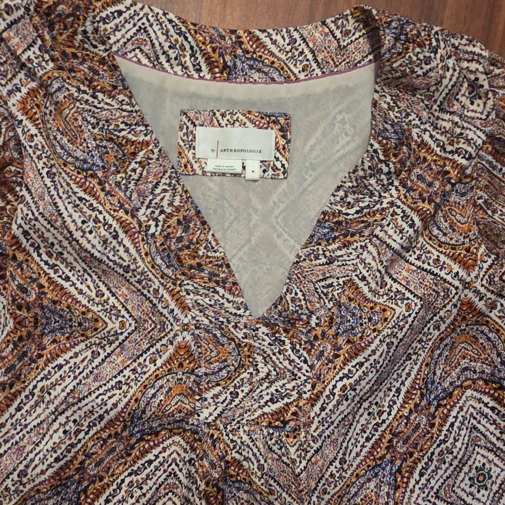Long Sleeve Anthropologie Bohemium Shift Dress M Paisely Print